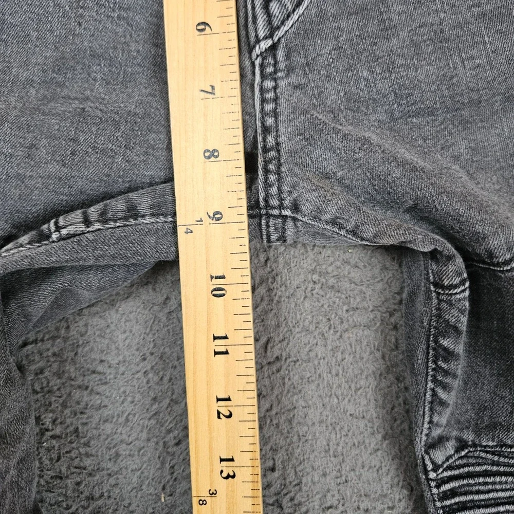 True Religion Rocco Relaxed Skinny Moto Biker Jeans Gray Acid Wash Size 28